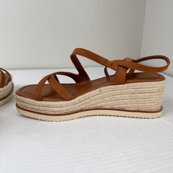 NEW Lucky Brand Carolie espadrille wedge sandal heel brown 10 - Picture 9 of 11